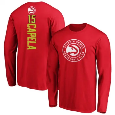 Red Men's Clint Capela Atlanta Hawks Backer Long Sleeve T-Shirt