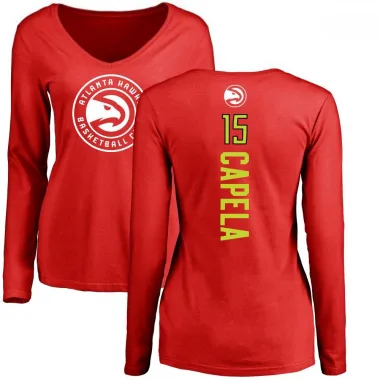 Red Women's Clint Capela Atlanta Hawks Backer Long Sleeve T-Shirt